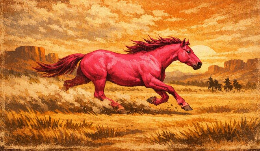 Pink Pony Illustration AI Generiert